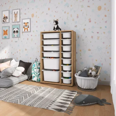 Obrázok produktu pre Skye Decor, Rine 2D4K8U - Orech, biela, viacúčelová skrinka, orech, 100 % MELAMÍNOM POTRIEBENÁ SKRINKA, 69,5 x 30 x 109 cm