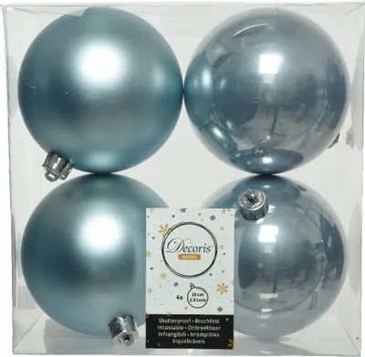 Produktbild von Weihnachtskugeln Kunststoff 10cm 4 Stück - Nebelblau