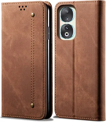 Obrázek produktu pro Honor 90 Pro Pouzdro, Kožené Peněženkové Pouzdro s Magnetickým Uzavíráním a Stojánkem pro Honor 90 Pro Hnědý