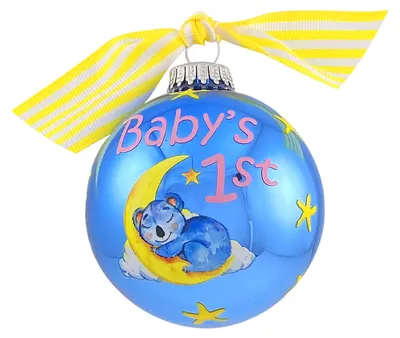 Produktbild von Krebs Glas Lauscha Christbaumkugel mit Schleife aus Glas, Motiv: Babys 1st Koala - ca. 8cm