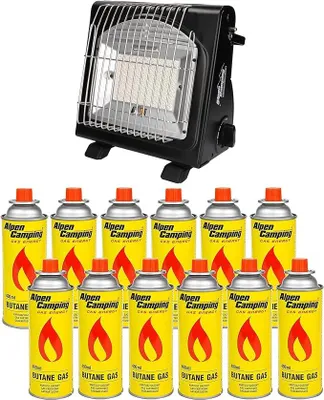 Imagen del producto de Estufa de gas portátil. Consumo de gas: 124 g/h. Encendido piezoeléctrico. (Estufa de gas + 12 cartuchos de 400 ml)