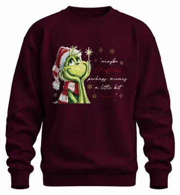 Produktbild von Grinch Santa Geschenk Weihnachten Ugly Sweater Xmas Nikolaus Sweatshirt Pullover, Burgundy, 3XL