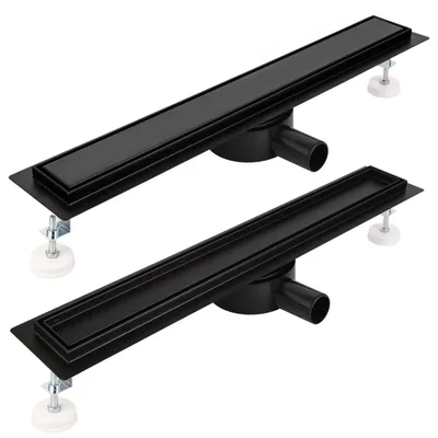 Immagine prodotto di Scarico a pavimento per doccia, 80 cm, nero opaco, rivestibile, extrapiatto, acciaio inossidabile, set completo per doccia