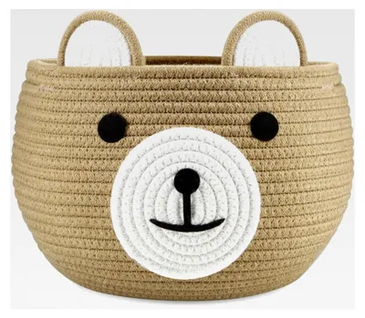 Produktbild von Babykorb aus Baumwollseil, Kinderzimmer-Organizer mit Bären-Design zur Aufbewahrung von Baby- und Neugeborenen-Utensilien