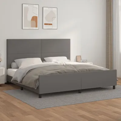 Produktbild von Bettgestell mit Kopfteil Grau 200x200 cm Kunstleder