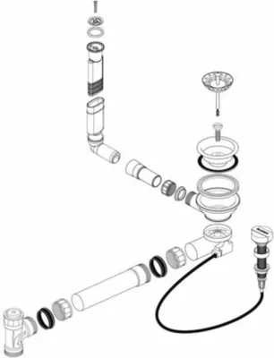 Produktbild von BLANCO Ablaufgarnitur 1 x 3,5'' Sieb mit Ablauffernbedienung Überlauf rund, horizontal