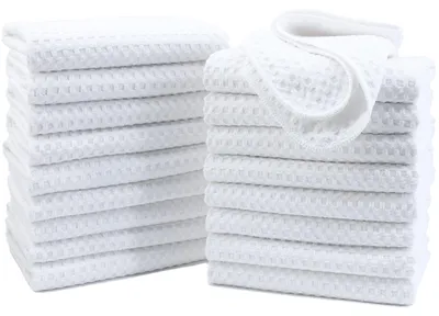 Produktbild von 18-teilig Mikrofaser-Geschirrtuch Waffelmuster 40,6 x 71,1 cm weiß