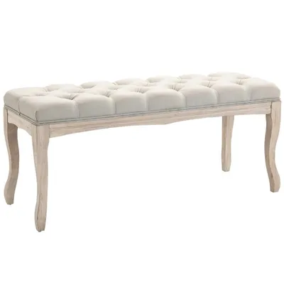 Produktbild von Bank – Gepolsterte Bank – Betthocker mit Holzrahmen – Schuhhocker – Geeignet für Eingangsbereich und Schlafzimmer – 110 x 40 x 48 cm – Beige