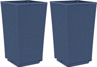 Zdjęcie produktu dla vidaXL Sadzarka 2 szt. Niebiesko-szara 32,5x32,5x57 cm PP