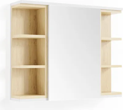 Produktbild von Vicco Badspiegelschrank Aquis, 79 x 64 cm, Weiß/Sonoma