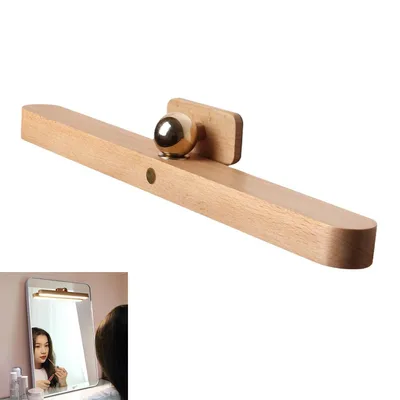 Produktbild von Holz Badezimmer LED Spiegelleuchte, Holz Wandleuchte, magnetische Lampe, 4000K Spiegelleuchte dimmbare, Schminkspiegelleuchte mit Berührungsschalter