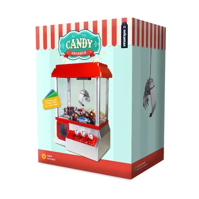 A product box for a candy grabber machine.