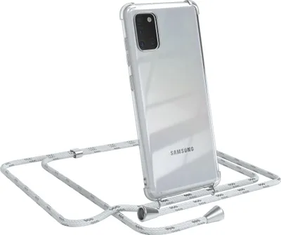 Produktbild von EAZY CASE Handykette kompatibel mit Samsung Galaxy A31, Handyhülle mit Umhängeband, Handykordel, Schutzhülle Clear, Band in Weiß