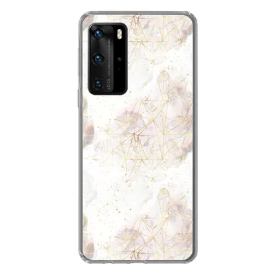 Produktbild von MuchoWow® Handyhülle Schutzhülle Hülle für Huawei P40 Pro Marmor - Geometrie - Gold Silikon Softcase Handy Hülle - Schutz