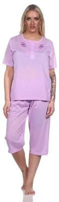 Produktbild von Damen Capri Pyjama mit kurzen Ärmeln; Flieder/L/40