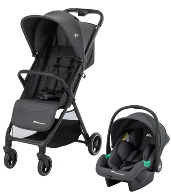 Produktbild von Bebeconfort Azur Duo, Kompakt Kinderwagen Buggy mit i-Size Babyschale, 0–3 Jahre, Leichter Reisebuggy, Automatisch Einhändig Klappbar,Mineral Graphite