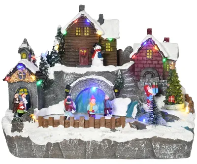 Productafbeelding van Kerstdorpen - Kerstdorpen Decoratie - Kerstdorpen met Verlichting - Harsmateriaal - Veelkleurig
