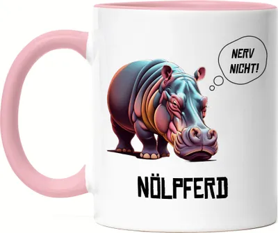 Produktbild von Nerv nicht Nölpferd Tasse Rosa Wortwitz Sarkasmus Arbeit Büro