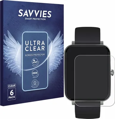 Produktbild von 6x Für Souccess Smartwatch 1.54" Schutzfolie Savvies Displayschutz Display Schutz Folie Klar Transparent