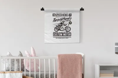 Produktbild von MuchoWow® Wandteppich Wandbehang Motorrad - Helm - Retro 60x60 cm Tapisserie Dekoration Wandtuch - Dekorationen - Wand Decke
