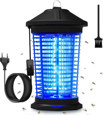 Obrázok produktu pre Elektrická lampa na muchy a komáre – lapač hmyzu – na boj proti škodcom – 18 W UV svetlo – dosah 100 m² – čierna farba