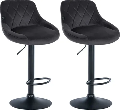 Produktbild von 2er Set Barhocker Lazio Samt schwarz dunkelgrau