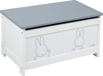Produktbild von roba Spielzeugtruhe „Miffy“ aus Holz, aufklappbare Sitzfläche, Dämpfungsbeschlag, Truhenbank, weiß