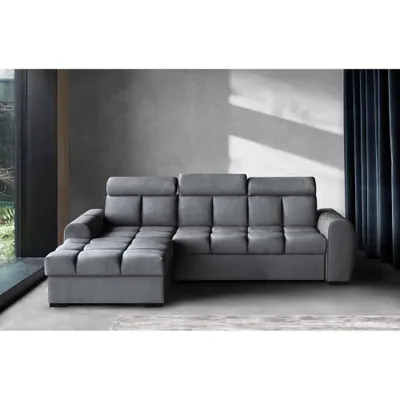 Produktbild von Gomez Polstersofa mit Schlaffunktion Bettkasten verstellbaren Kopfstützen Rundumbezug, Ecksofa Gomez L, Eckseite: Links, Stoff: Bluvel 14