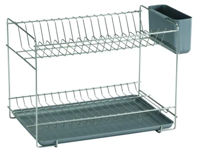 Imagen del producto de Estante escurreplatos con bandeja de recogida, de acero inoxidable, de 38,5 x 25 x 28 cm, para la cocina