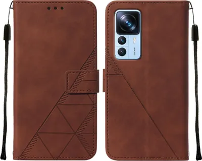 Produktbild von Xiaomi 12T Pro Hülle, Schlank Prägung Flip Leder Kartenfächer Schutzhülle mit Ständer für Xiaomi 12T / Xiaomi 12T Pro Braun