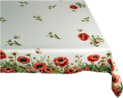 Produktbild von Tischdecke Tischläufer Druck Mohnblumen Frühling 110 x 160 cm