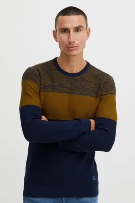 Produktbild von Blend BHNapinoa Herren Strickpullover Feinstrick Pullover mit Rundhalsausschnitt Color Block Design Meliert