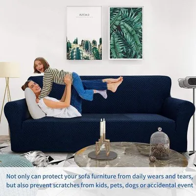 Produktbild von Famanu Sofaüberzug für 2-Sitzer mit hoher Dehnbarkeit - marineblau