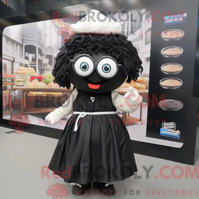Produktbild von Schwarzes REDBROKOLY Falafel-Maskottchen-Kostüm mit Faltenrock und Brille