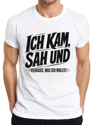 Immagine prodotto di "Sono arrivato, ho visto e ho dimenticato cosa volevo." T-shirt da uomo, bianca, taglia M. (Dichiarazione ironica/sarcastica)