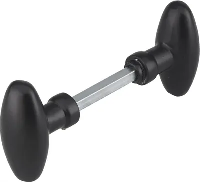 Image de Paire de boutons ovoïdes pour porte d'entrée, carré 7x90mm, 1 portée, noir - THIRARD