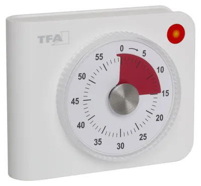 Analoger Timer 60 Min., mit Alarm & Blinklicht, magnetisch, weiß