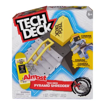 Produktbild von Tech Deck X-Connect Starter-Set - Pyramid Shredder Rampenset mit authentischem Finger-Skateboard der Marke Almost und Zubehör, Rampe beliebig umbaubar, ab 6 Jahren, Griffbrett-Set, 6 Jahr(e)