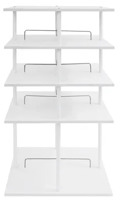 Produktbild von Schuhregal - Drehbarer Schuhturm 4 Etagen - 360° rotierbar - Bis zu 16 Paar - 57×57×107 cm - Metall - Weiß