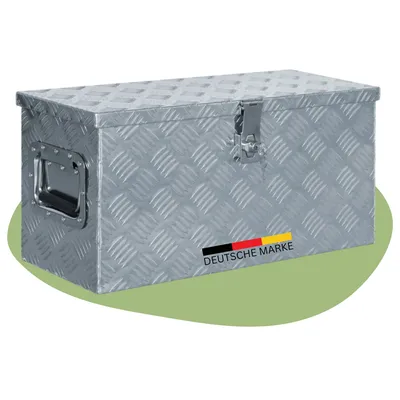 Produktbild von DELUKE® Aluminiumbox mit Deckel - Abschließbar | Alubox Deichselbox Alu Anhängerbox Werkzeugkiste Metall Transportbox Metallkiste, 61,5x26,5x30cm Silber