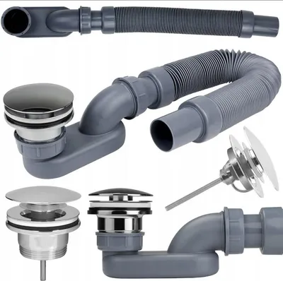 Immagine prodotto di Instadrain | Mensola per vasca Siphon click-clack - Grigio - Regolabile - Flessibile - Scarico cromato - Design elegante