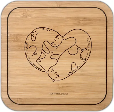 Produktbild von Mr. & Mrs. Panda Tischschoner Otter Herz - Transparent - Geschenk, kunststoff untersetzer, Seeotter, Quadratisch, Tischuntersetzer, Liebe, kork, Coaster, Verliebt
