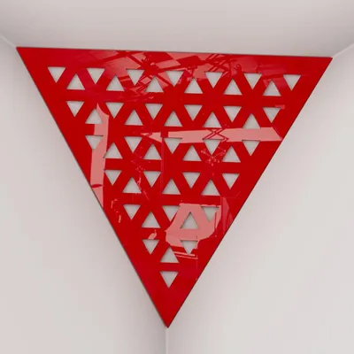 Produktbild von 4er-Set – Deckenecken-Bassfalle "Triangle-F" | Pyramidenförmiger Akustikschaum mit laminierter HDF-Platte und Stoff [TRI -Roter Kunststoff|Weiß]
