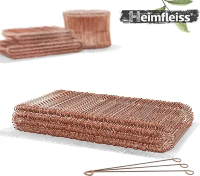 Produktbild von Heimfleiss® Ösendraht Betonbindedraht 1,0 x 140 mm (500 Stk.) - verkupferter Rödeldraht - Drilldraht für Drillapparat