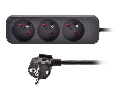 Image de Solight Câble d'extension noir, 3 prises, 3m PP09