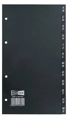 Produktbild von Register 210x108+12mm 12-teilig schwarz Packung mit 40 Stück