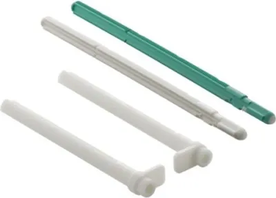 Three plumbing components are arranged diagonally on a white background.