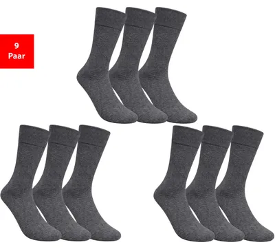 Produktbild von Gesundheitssocken Socken ohne Gummibund & Naht – Komfort Baumwolle Damen Herren - Anthrazit 39-42 9 Paar
