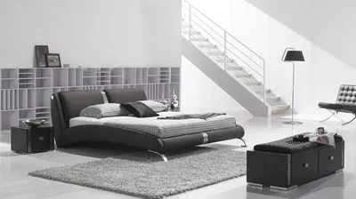 Produktbild von Modernes Bett Polsterbett Doppelbett Designer Betten Set 180x200cm Schwarz Weiß
