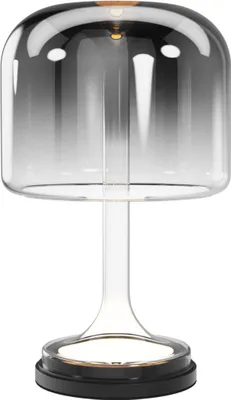 Produktbild von Tischlampe Metall Rauchglas LED mit Dimmer D: 26 cm rund 42 cm hoch Schwarz Rauchgrau warmweißes Licht 3000 K